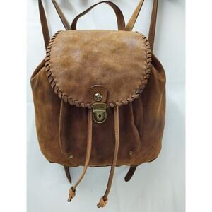 Patricia Nash Casape Burnished Cognac Suede Drawstring Backpack - MSRP $199
